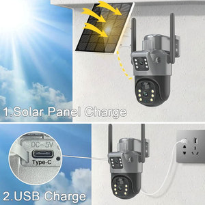 Eseecloud V380 Pro Solar Powered Segurança PTZ CCTV Câmera Dupla Lente Sem Fio Ao Ar Livre com 4G Sim Card WiFi CMOS <span class=keywords><strong>Sensor</strong></span>