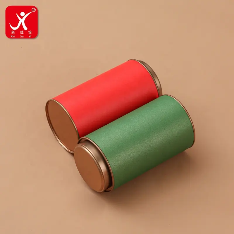 XinJiaYi-Tubo de papel de grado alimenticio, contenedor de Café de azúcar de té con tapa de lata y embalaje de tubo de papel kraft inferior