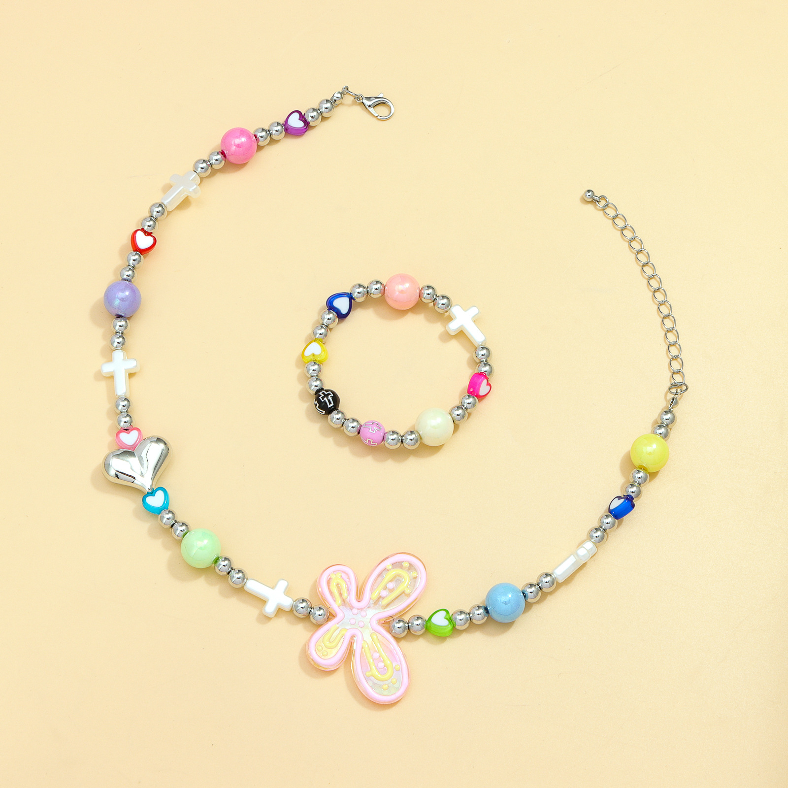 Collier papillon Bracelet perlé