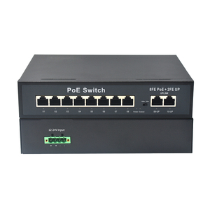 OEM ODM 12V-24V Entrada 48V Salida PoE 10/100Mbps Conmutador PoE de 8 puertos Compatible con IEEE802.3 Af/at 48V Salida PoE para paneles solares - Product Image 1