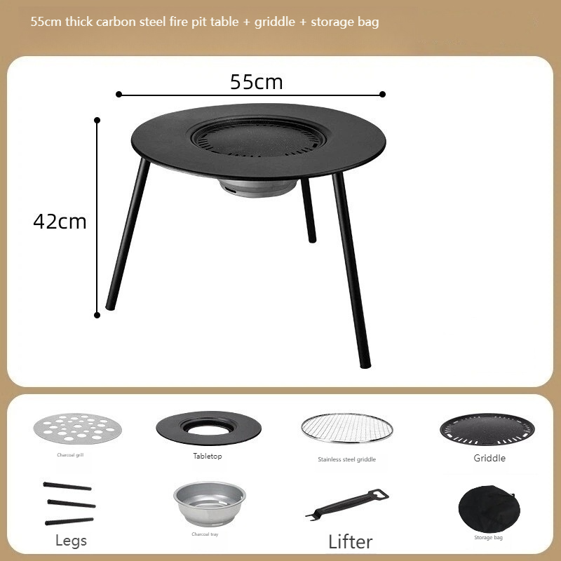 Table de cuisson au charbon de bois + plaque de cuisson + sac de rangement