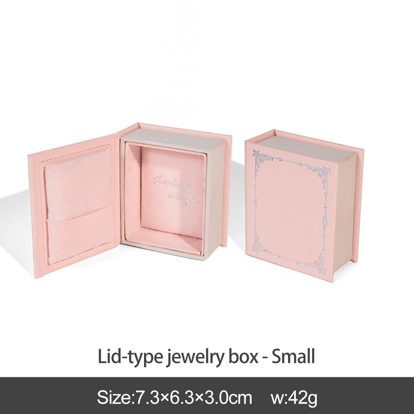 Pink lid-type jewelry box-small