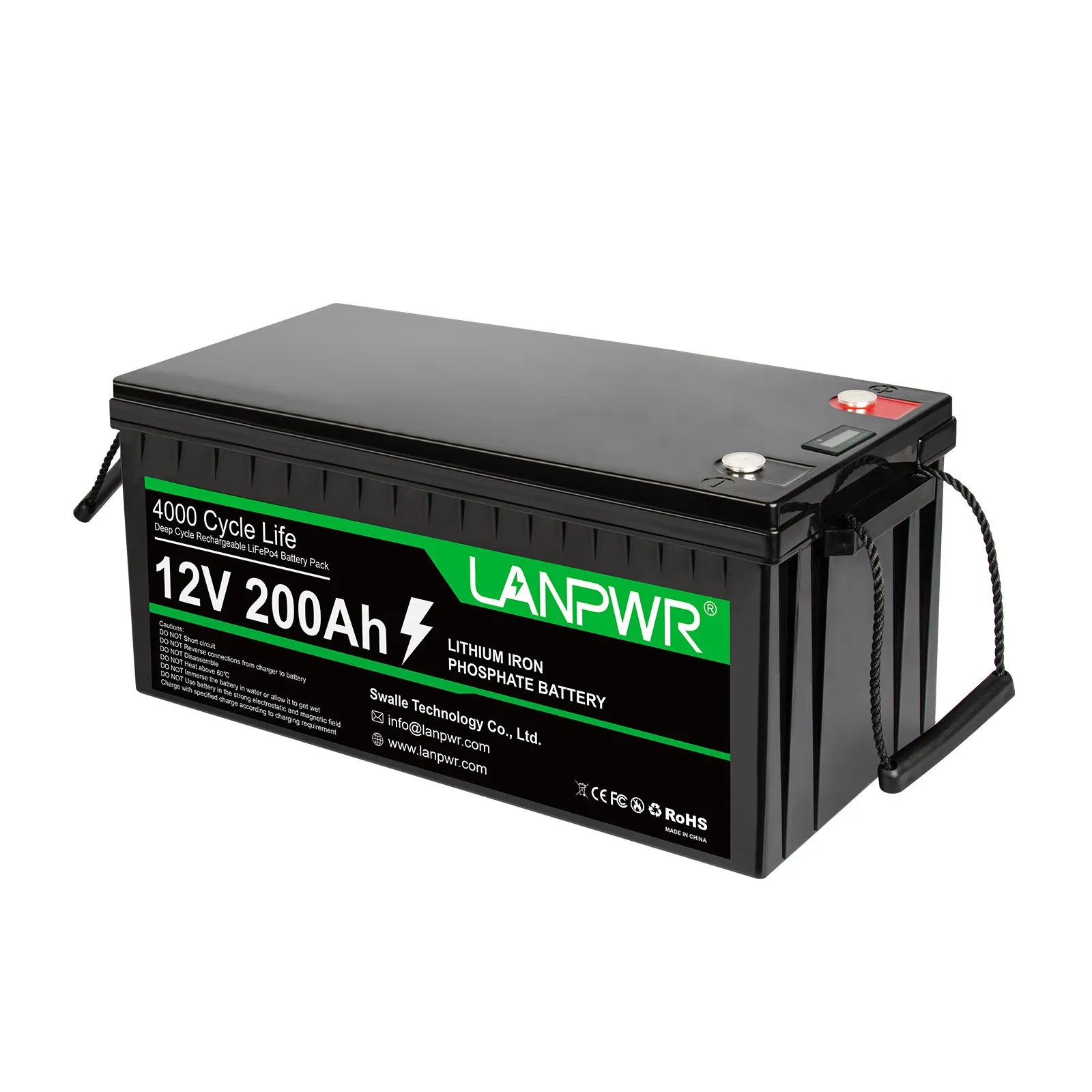 LANPWR 12V 200Ah आउटडोर बैटरी रिचार्जेबल लिथियम आयन बैटरी पैक 12V डीप साइकिल एनर्जी स्टोरेज बैटरी