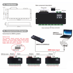 Display digitale a 24 canali 3 mostra Console codice indirizzo DMX DC5V 12V 24V segnale PWM a tensione costante RGB 24CH DMX512 Decoder - Product Image 2