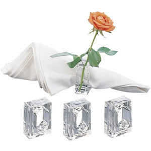 Clear Solid Acryl Servetringen Met Bud Bloem Houder Groothandel Lucite Servet Ring Voor Bruiloft Decor - Product Image 6