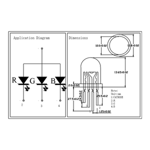 2000 mcd - 5000 mcd Gemeinsame Kathode 4-Pin 60 Grad diffuser Rundkopf <span class=keywords><strong>RGB</strong></span> 10 mm <span class=keywords><strong>LED</strong></span>-Diode