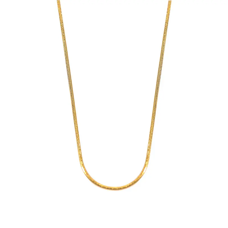 Kalung rantai ular tipis minimalis, Perhiasan Stainless Steel lapis emas PVD