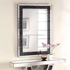 Personalizado Sparkly Nordic Espelho Esmagado Diamante Comprimento Total Parede Retangular Emoldurado Espelho De Cristal Decoração De Parede Sala De Estar Espelho