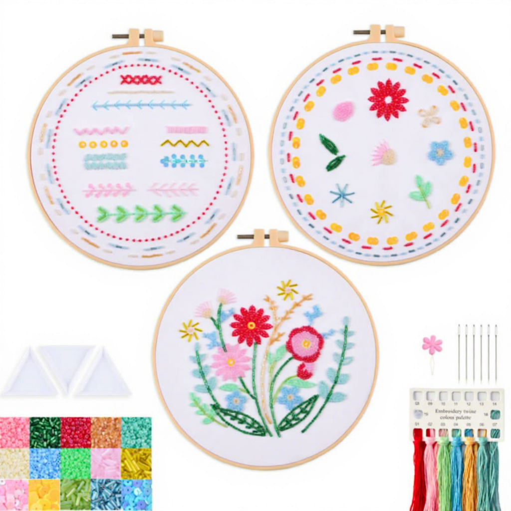 Ensemble de broderie perlée d'entrée de gamme 9104, 3 pièces - aiguille à tension vide.