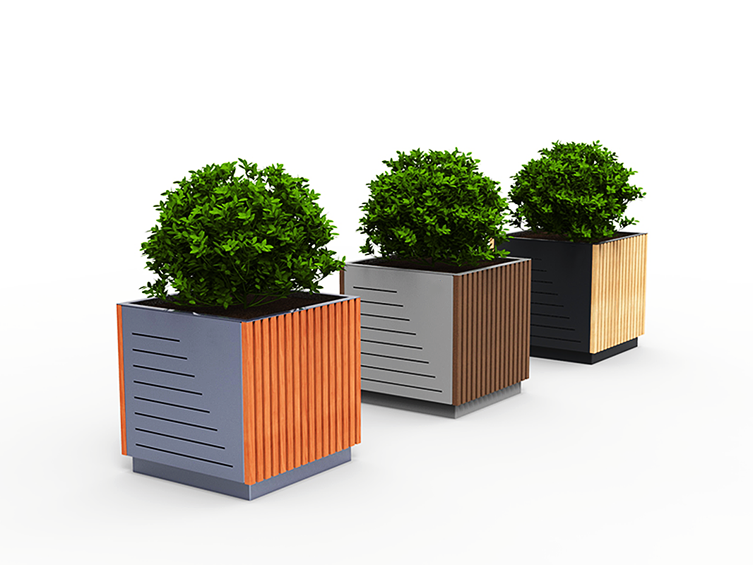 Wholesale Cheap Recycle Modern Center Mall Garden Park Street Station Outdoor Standing  Planter Wood Flowerpot