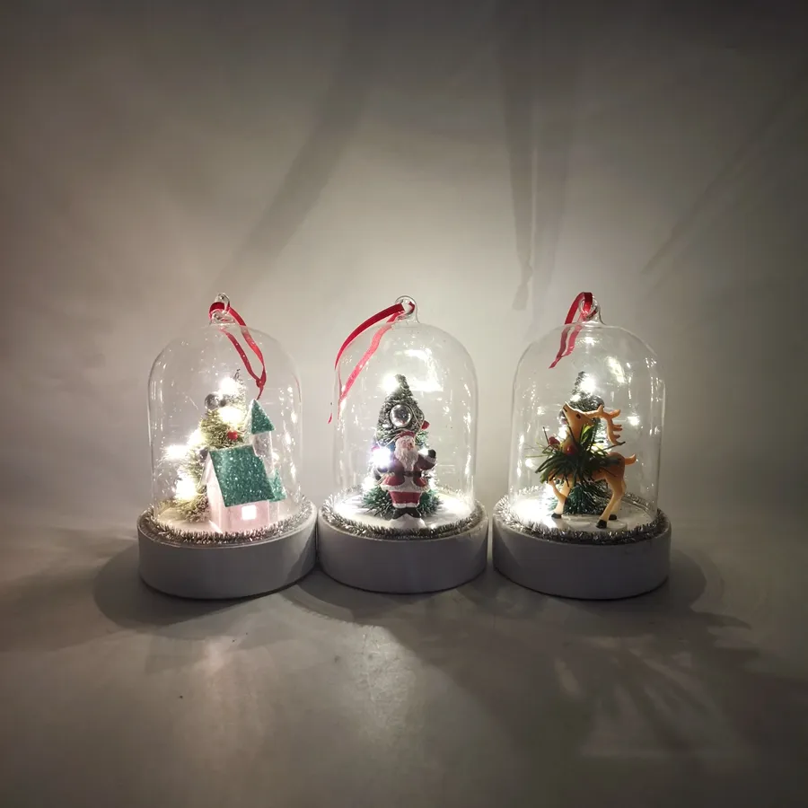 Mini pote de vidro led árvore de natal, venda quente de decoração de natal, pote de vidro transparente