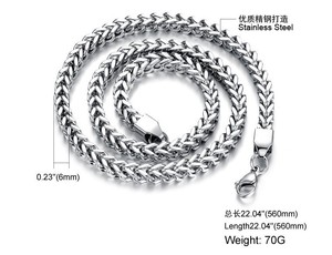 6ミリメートルWide Silver Stainless Steelビッグ厚いヘビーキューブCurb Link <span class=keywords><strong>Chain</strong></span> Menのチャンキーネックレス