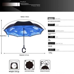 Wholesale Upside Down Invert Umbrella for Rain Inside Out Custom Double Layer <strong>Arc</strong> C Handle Windproof Reverse Umbrella