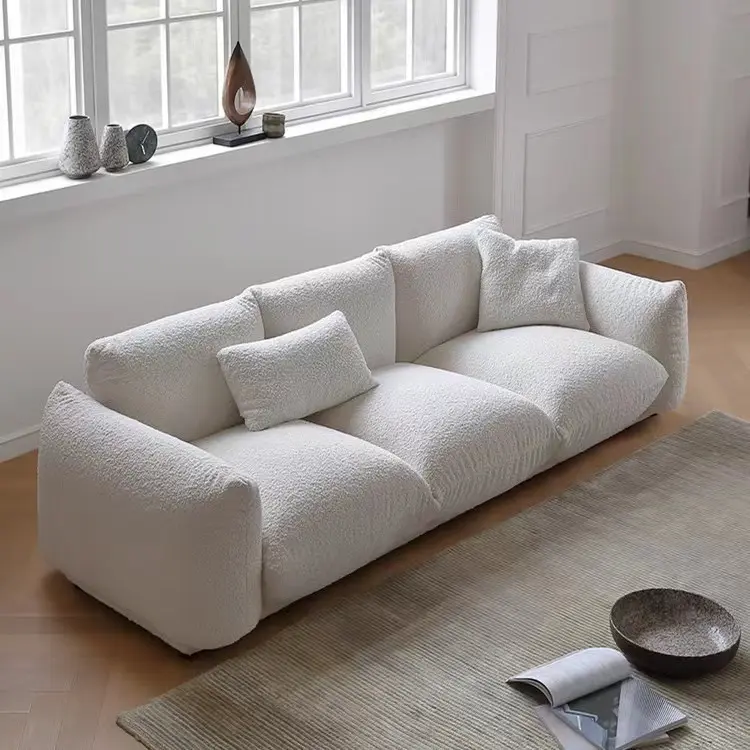 Современный дизайн, домашняя мебель в форме хлеба, белый Тедди, комплект дивана с 3 сиденьями, секционный диван, бархатный тканевый диван для гостиной