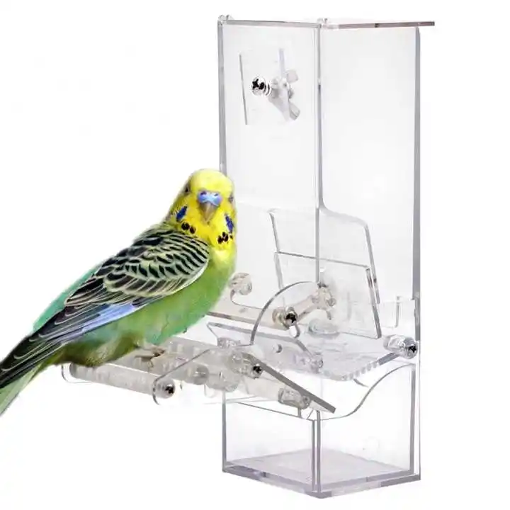 Автоматическая акриловая кормушка для птиц, кормушка для семян попугая, контейнер для кормушки для птиц, аксессуары для кормушки