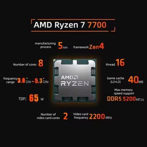 Per AMD nuovo arrivo AMD R7 7700 serie AM5 processore CPU 7700 3.8Ghz 32MB DDR5 Ram tipo di memoria