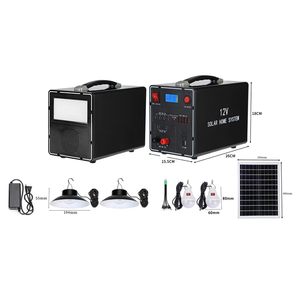 2024便携式太阳能系统30w 20w 10w迷你12v dc太阳能照明家用电源系统套件，用于用无线电蓝牙充电 - Product Image 1