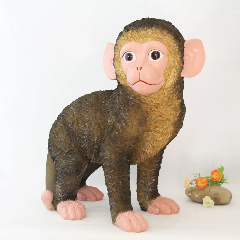 Figura de sensor de movimiento de adornos personalizados baratos, escultura de decoración de jardín escultura de mono