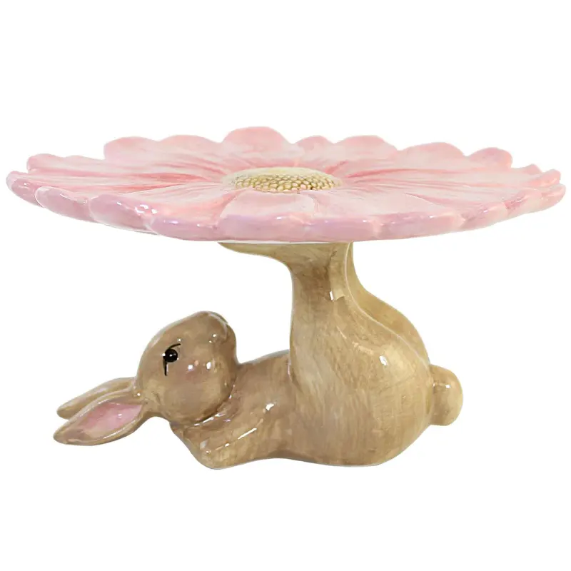 Personalizzato da tavolo in porcellana fiore primaverile dessert server cupcake display vassoio piatto figurina in ceramica Easter bunny cake stand