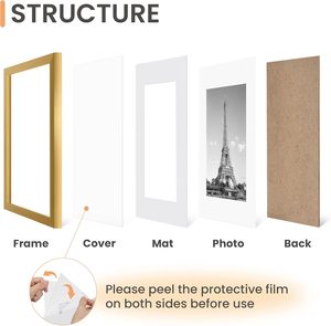 Upsimples 11x14 Picture <strong>Frame</strong> Set of 5, Display Pictures 8x10 with Mat or 11x14 Without Mat, Wall Gallery Photo <strong>Frames</strong>, Black - Product Image 3