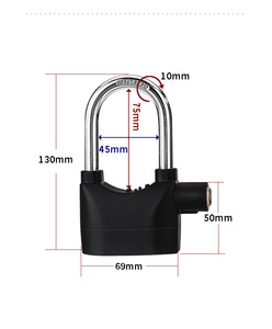 Asma kilit şok sensörü 110db siyah Anti-theft büyük ses Alarm anahtarlı kilit - Product Image 5