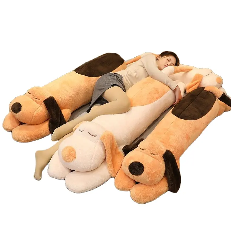 Novo Super macio longo pelúcia animal cão recheado dormindo companheiro desenhos animados travesseiro brinquedo do cão do luxuoso