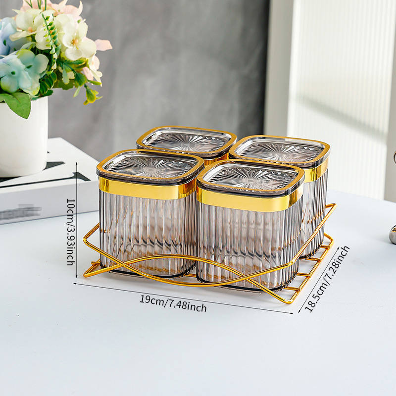 C-shaped shelf, gold-rimmed square airtight ashtray