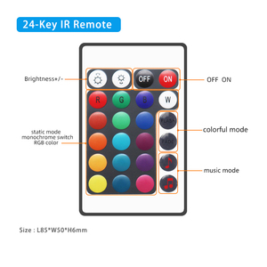 KTV светодиодный музыкальный контроллер DC 12V 24V 12A 2 Way RGB Colour PWM сигнал Диммер встроенный регулируемый Аудио Микрофон добавить ИК 24 клавиши пульт дистанционного управления - Product Image 5
