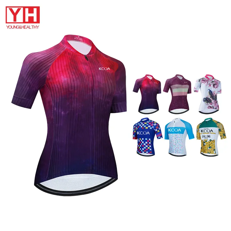 Oem sublimación impresa ciclismo desgaste mujeres manga corta ciclismo camiseta mujeres personalizado bicicleta de carretera ciclismo ropa bicicleta Jersey