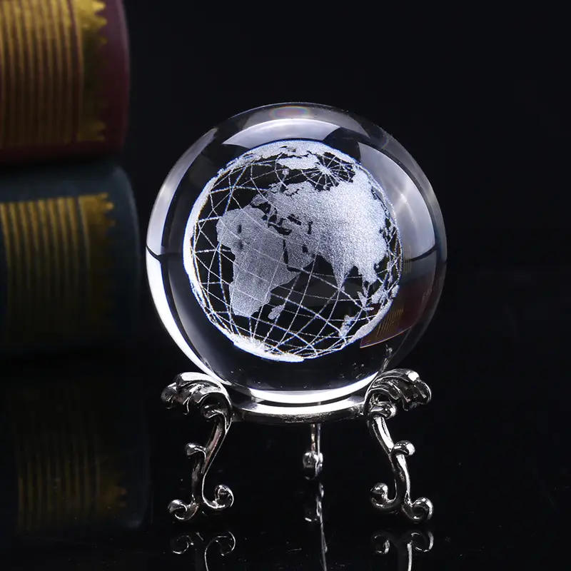80mm Earth Laser Engraved Crystal Ball Crafts Solar System Planet Milky Say Galaxy Globe Glass Sphere Astronomy Gift Decoration