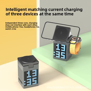 Multifunctional Six-In-<strong>One</strong> Magnetic Wireless <strong>Charger</strong> Portable for BT Audio Alarm Clock Fast Charging Foldable 10W 15W PD - Product Image 2