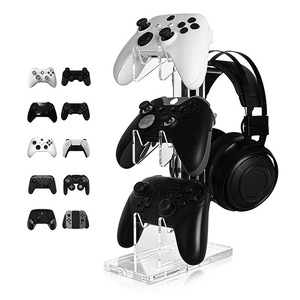 PS4 için üç katlı Gamepad kulaklık ekranı PS5 PS3 PS2 anahtarı Pro Xbox kontrolörleri için standı - Product Image 1