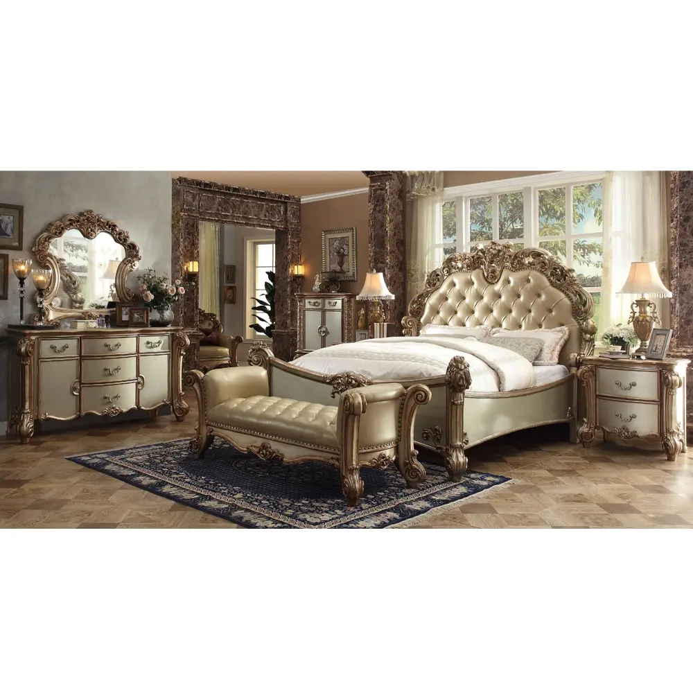 Meuble de chambre à coucher classique et Antique, accessoire de luxe, taille King d'usine, nouveau modèle