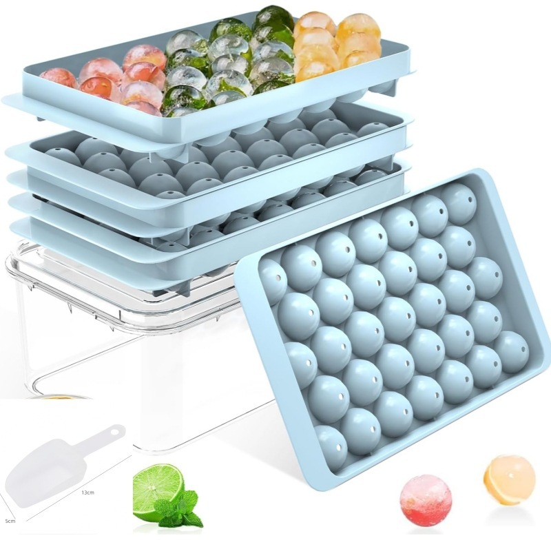 Blue*Large--3-ball ice tray + ice box + ice shovel