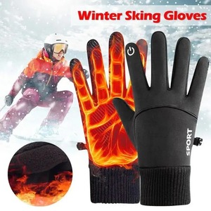 Negro invierno cálido dedos completos impermeable ciclismo deportes al aire libre correr motocicleta esquí pantalla táctil guantes de lana - Product Image 3