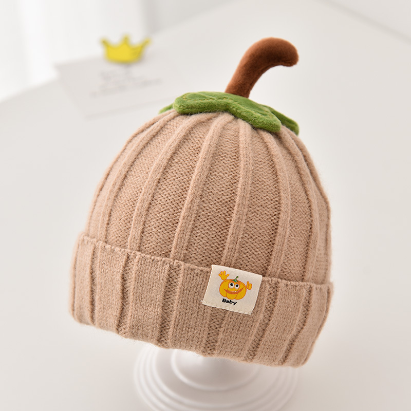Gorro de punto caqui-calabaza