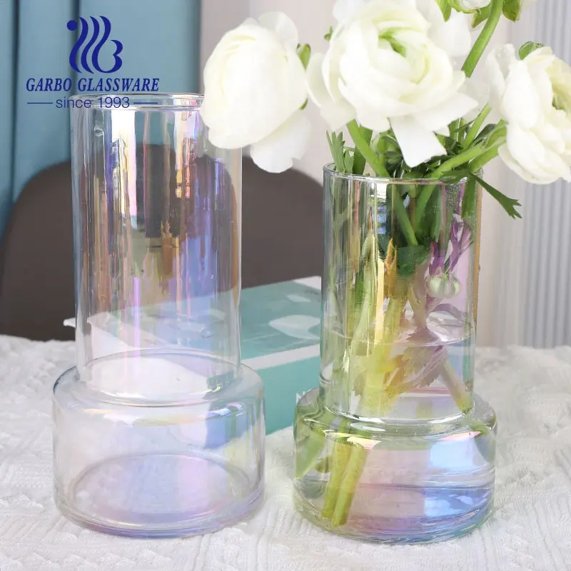 Vase en verre plaqué ion haut de gamme fait à la main avec Offre Spéciale pour la décoration de la maison vase à fleurs chine usine grossiste verrerie