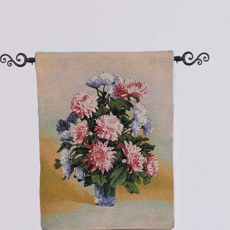 Tapiz Floral Jacquard de diseño Vintage personalizado, tapiz decorativo para colgar en la pared, tapiz bordado