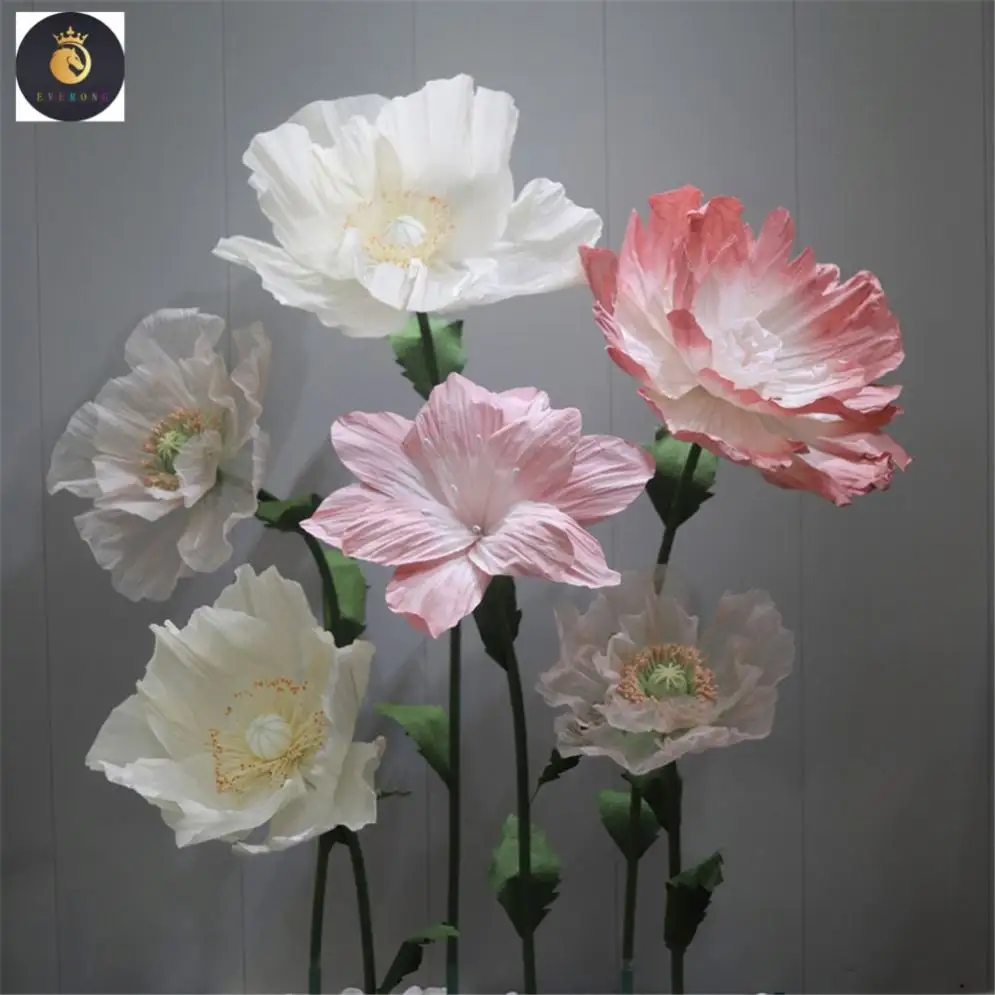 V268 Fontes de casamento flores artificiais de tamanho grande flores gigantes de papel flores e plantas decorativas para festas de eventos de casamento