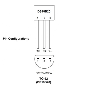 DS18B20 + Resolución programable Termómetro digital de 1 cable Sensor de temperatura Digital Local -55 °C ~ 125 °C Orificio pasante TO-92-3