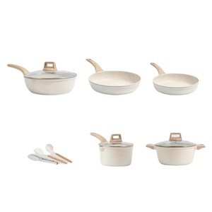 <strong>White</strong> Medical <strong>Stone</strong> Coating Die-cast Aluminium Cookware Set Kitchenware <strong>Pots</strong> and Pans Non-stick Frying Pan for Gift Household - Product Image 4