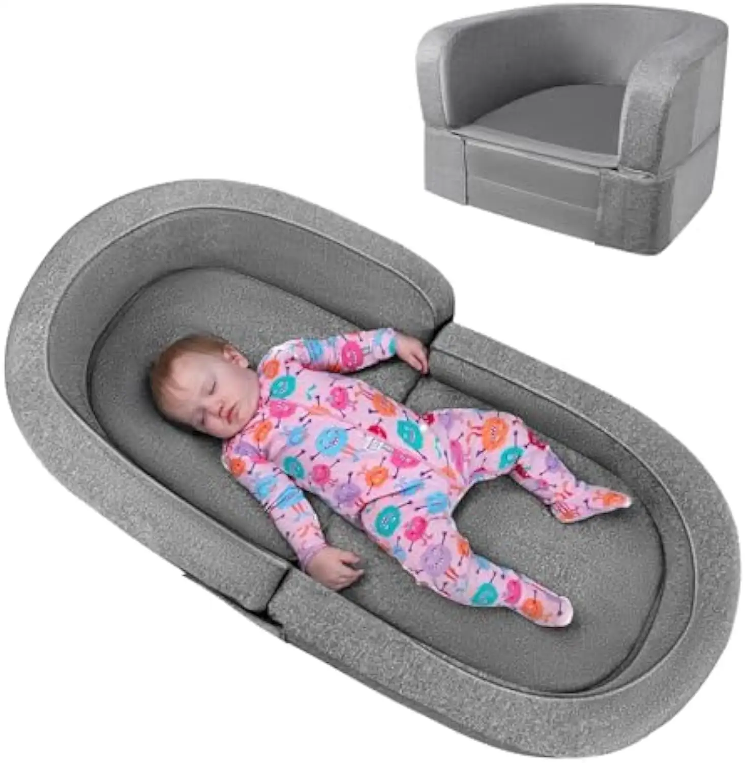 Machine Washable Fabric Kids Sofa Foldable Portable Toddler Travel Bed 2-in-1 Kids Travel Beds Sofa Chair