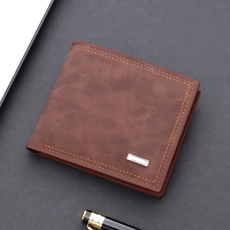 Portefeuille Carteira Customize Design Slim Coin Purse Id Credit Card Holder Short Pu Leather Rfid Thin Wallet For Men