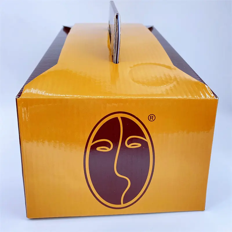 Caja de café de cartón corrugado con impresión de logotipo personalizado, con bolsa de plástico de aluminio y grifos