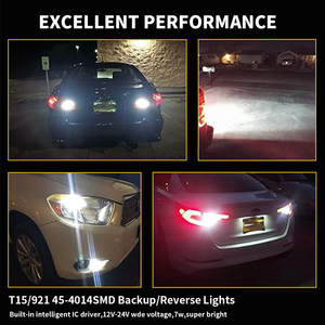 カーライトパーツ12VスーパーブライトT15 W16W 921 <span class=keywords><strong>LED</strong></span>電球45SMD 4014 Canbusエラーフリーブレーキテールリバーライト車用SUVトラック
