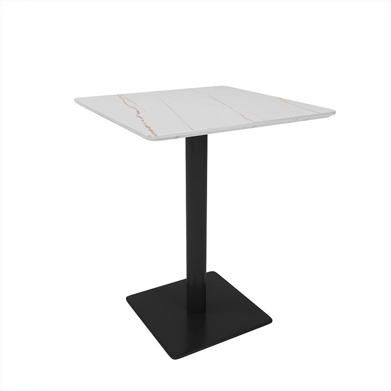 Mesa cuadrada con tablero de piedra, 60x60x75 cm.