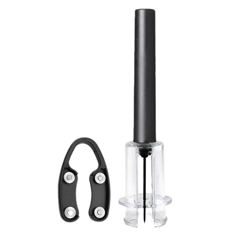 Plastic model-black air pressure wine opener+foil cutter 2pc set