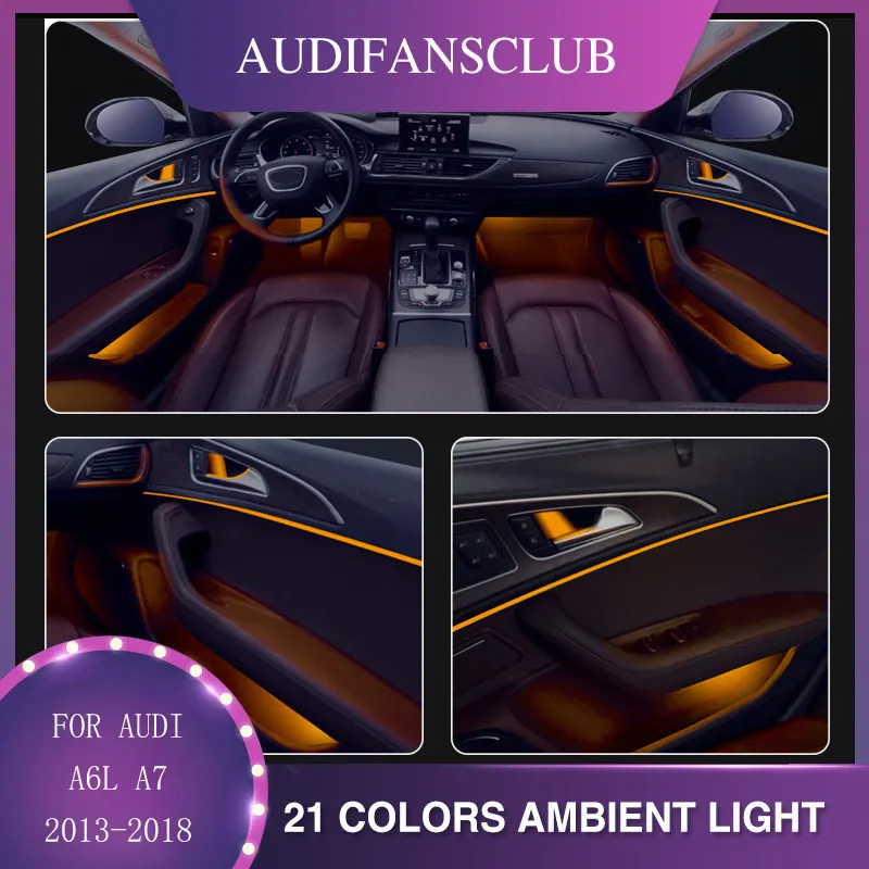 Lâmpada led automotiva para audi a6, a6l, a7, c7, pa, 2012-2018, mmi, luz ambiente decorativo, atmosfera, ambientação, luminosa, 21 cores