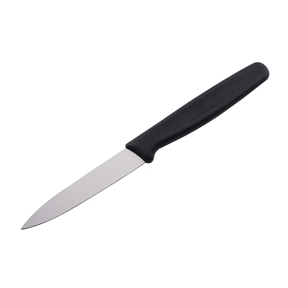 Cuchillo de pelar con mango de PP negro, pequeño, para cocina, fruta