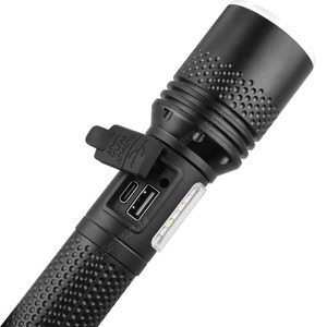 STARYNITE şarj edilebilir 21700 pil yakınlaştırılabilen beyaz lazer Led el feneri yan kırmızı uyarı ışığı ve güç bankası ile - Product Image 4